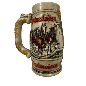 Vintage 1983 Anheuser-Busch Budweiser Clydesdales Christmas Holiday Stein